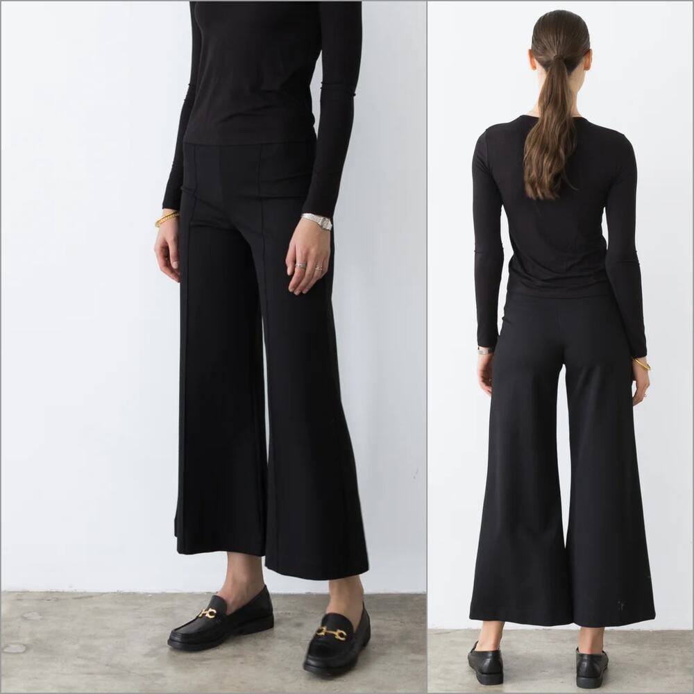 Ripley Rader Black Ponte Knit Cropped Wide Leg Pant size 3 (M)